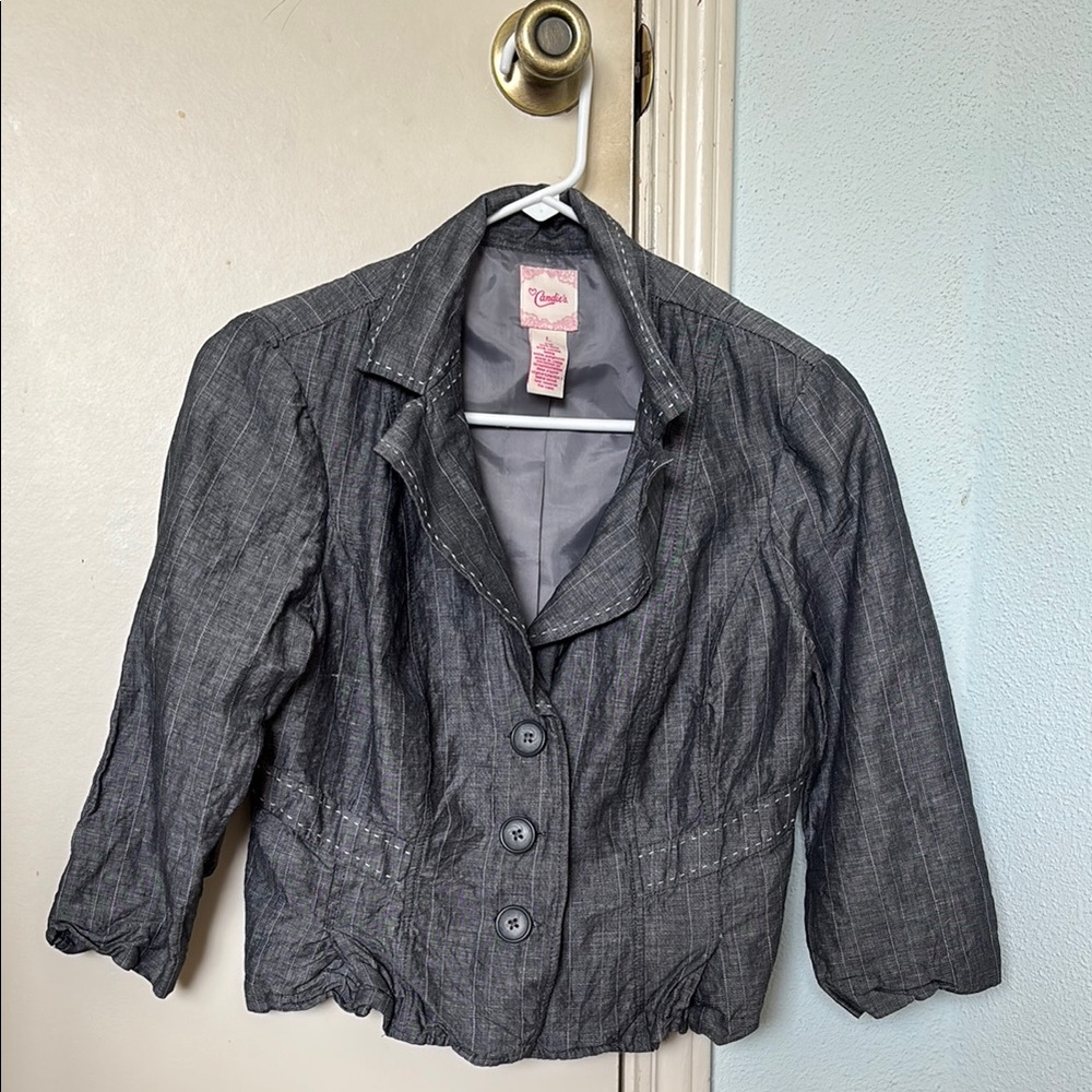 Candie's Gray Blazer Structured Suit Jacket